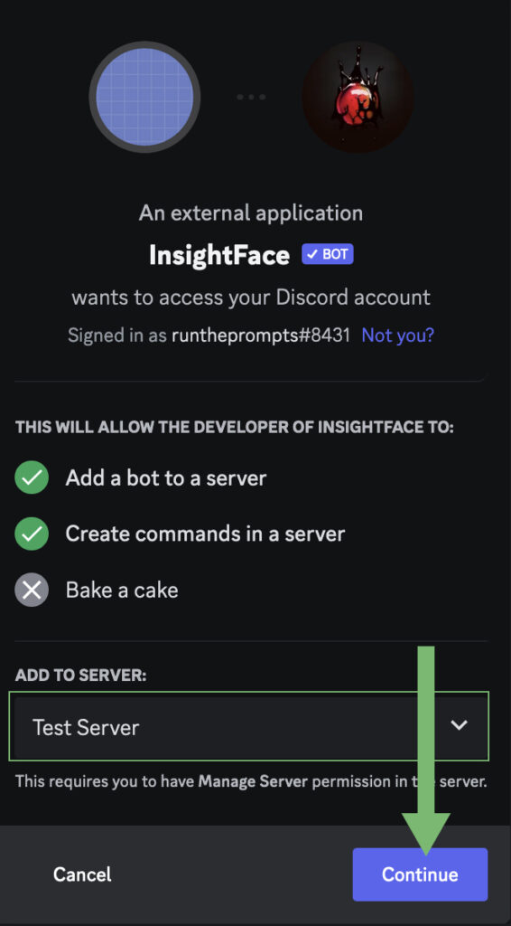 Add Insight Face Swap Bot to Server in Midjourney