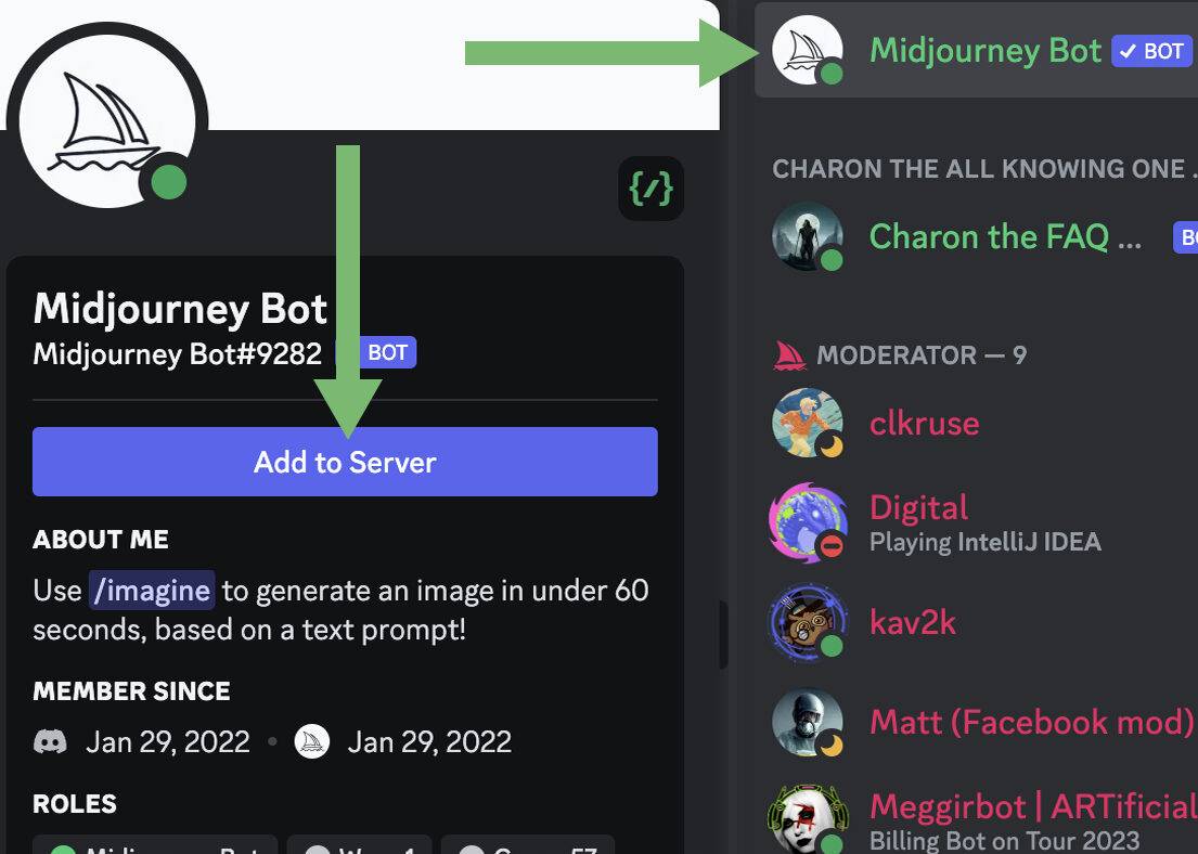 Add Midjourney Bot in Discord