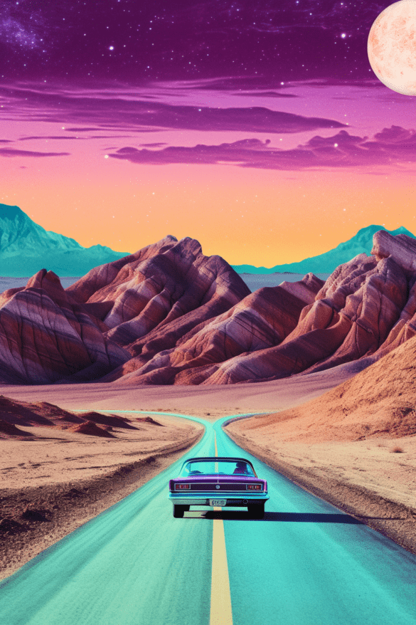 Convertable Car in Death Valley, CA - Midjourney AI