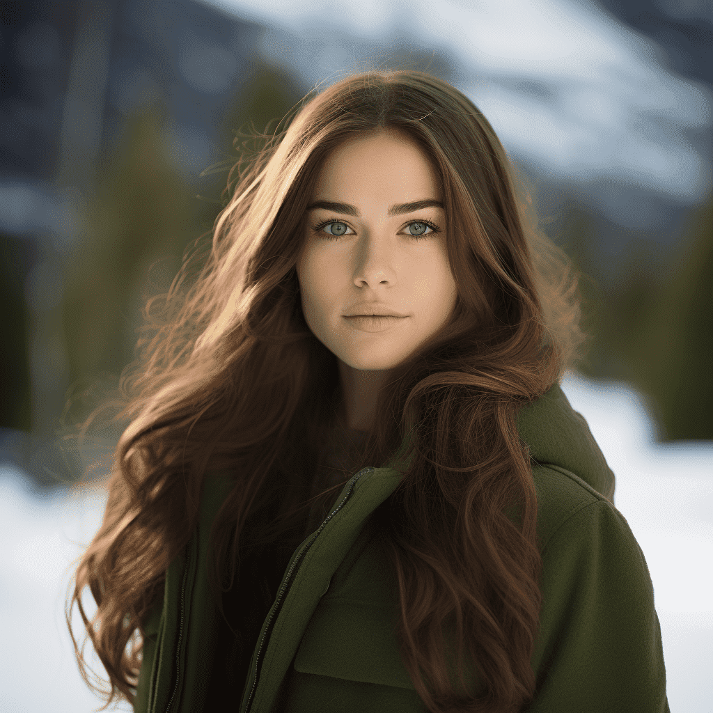 Beautiful Brunette Girl Standing in the Snow