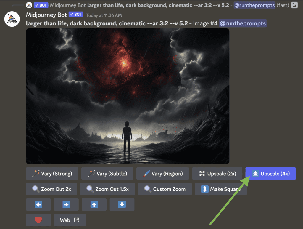 Midjourney - Upscale 4X Button