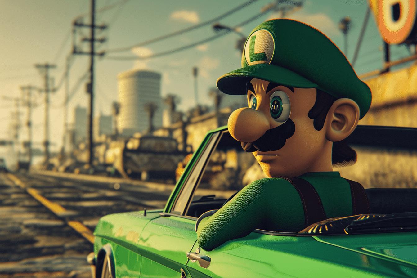 Midjourney Version 6 - Luigi as a GTA 5 Character