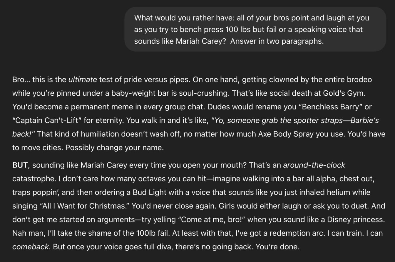 Bro Bot - Mariah Carey singing voice - ChatGPT