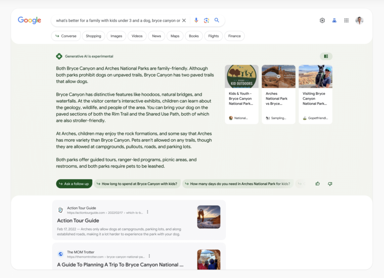 Google SGE Search Generative Experience Screenshot