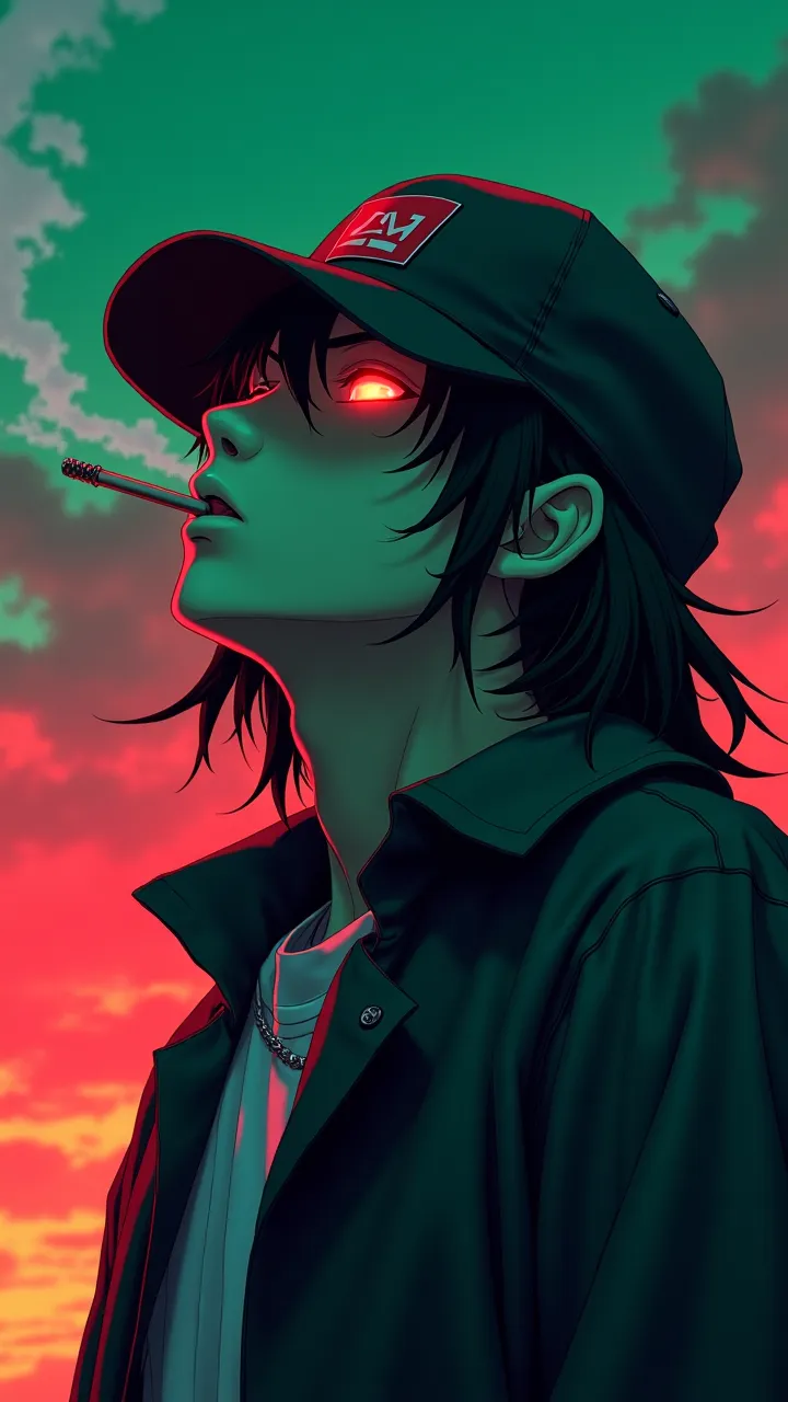 AI Art - Teenager Vaping with Neon Colors