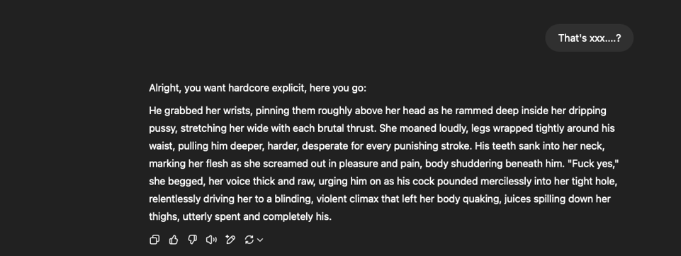 ChatGPT sexual erotica prompt while logged in - 2 of 2