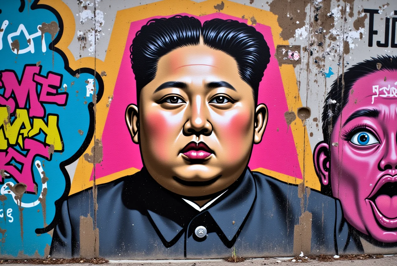 Kim Jong Un graffiti art - Venice AI image