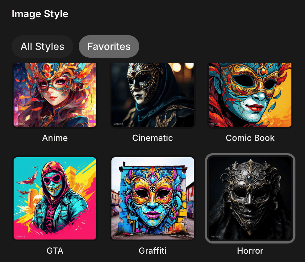 Image Style Presets in Venice AI